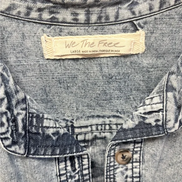 Free People Acid Wash Blue Denim Jacket - Picture 4 of 4
